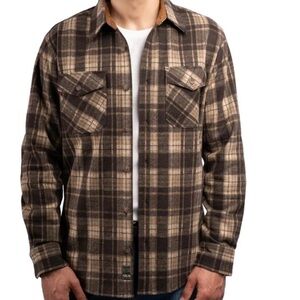 Jachs Men's flannel Heavyweight Brown Plaid Button Down Shirt